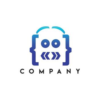 Code Bot Development Logo, Coding Bot or Bot Coding Digital code logo vector