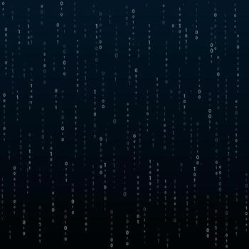 Stream binary code. Binary code matrix. Computer matrix. Numbers on screen. Binary code. Graphic data, decryption, algorithm, encryption element. vector