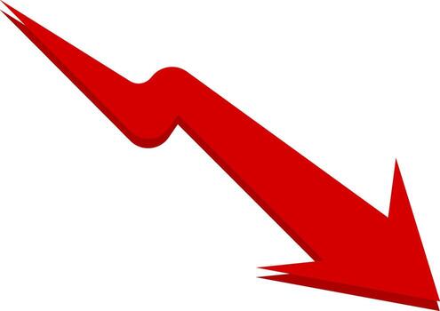 red decrease arrow vector