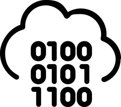 Cloud computing data processing with binary code numbers icon. vector